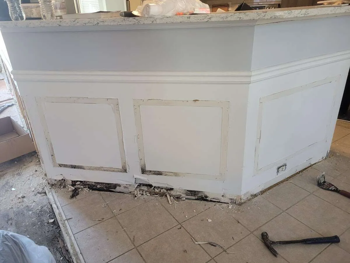 Water damage and mold on kitchen during Storm Damage Restoration in Bellevue